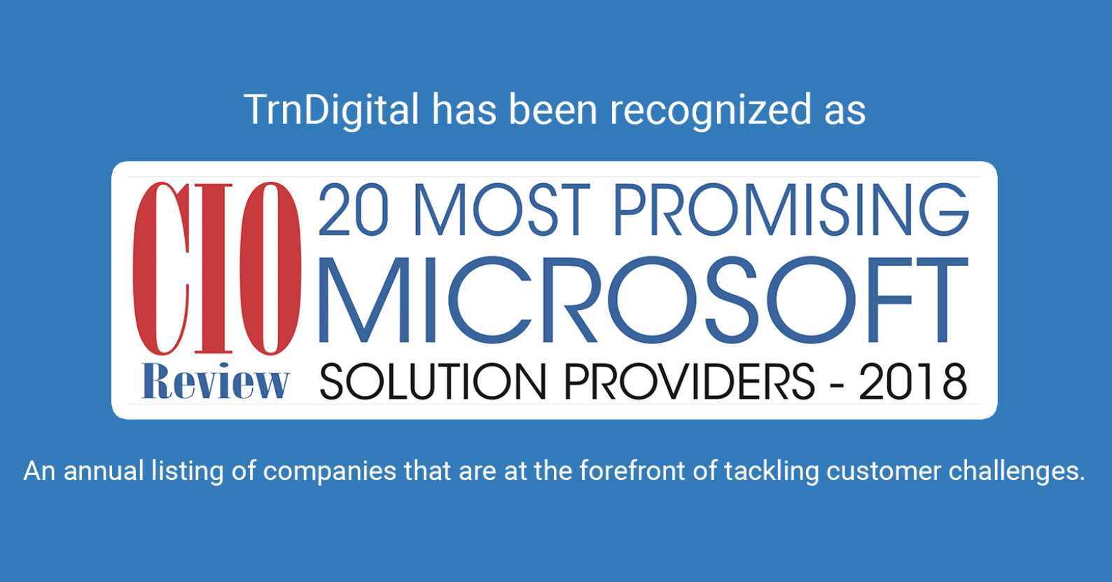 CIO Review: 20 Most Promising Microsoft Solution Providers - 2018